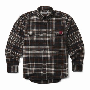 Wolverine Glacier Heavyweight Long Sleeve Flannel Skjorte Herre Sort | ORO5389CP