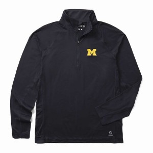 Wolverine x Valiant University of Michigan Sun-Stop Eco Half Zip T Shirts Herre Mørkeblå | QQR6139ZB