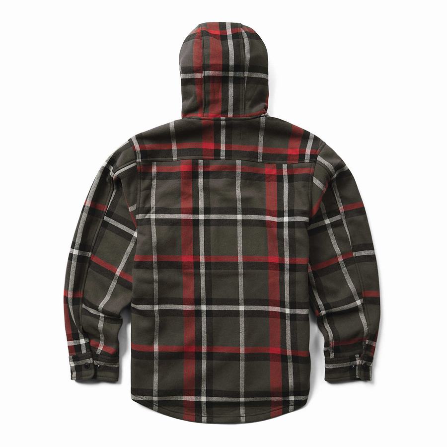 Wolverine Bucksaw Hooded Flannel Shirt Big & Tall Jakker Herre Rød | EQN8471HX