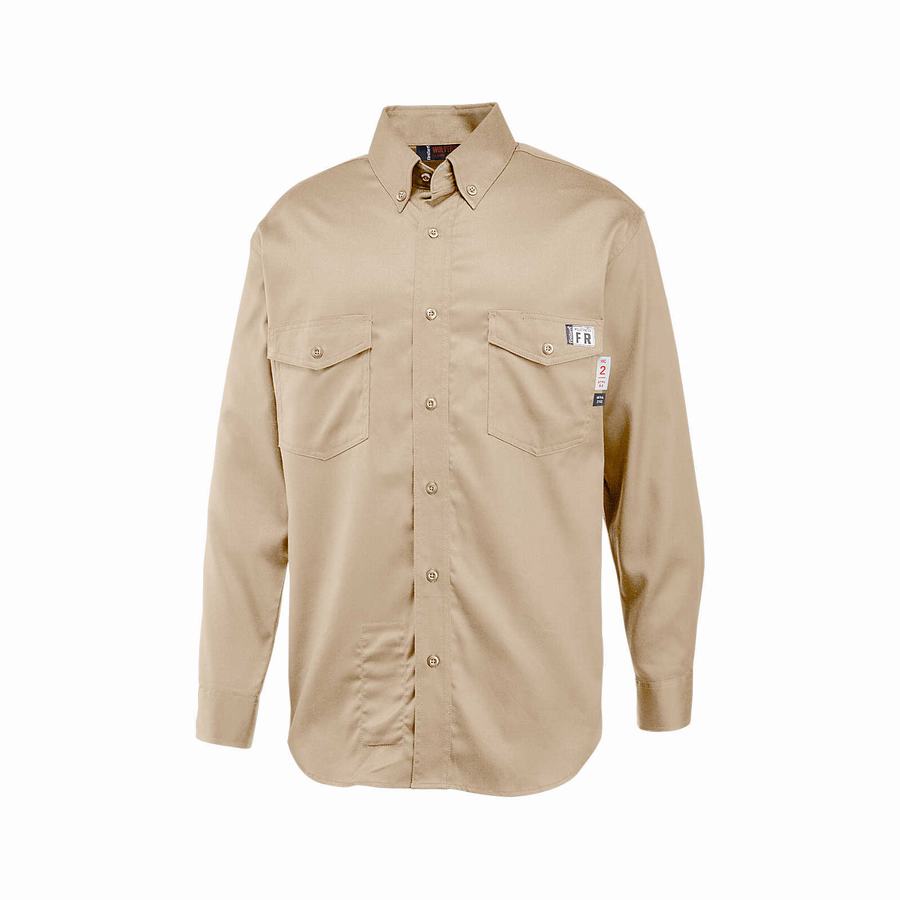 Wolverine FireZerO Twill Long Sleeve - 3X Skjorte Herre Khaki | WXA5394AN