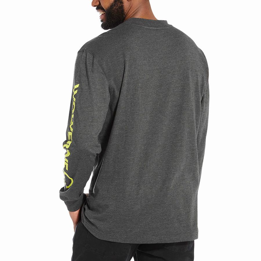 Wolverine Graphic Long Sleeve - Sleeve Logo T Shirts Herre Mørkegrå | BUX9394SX