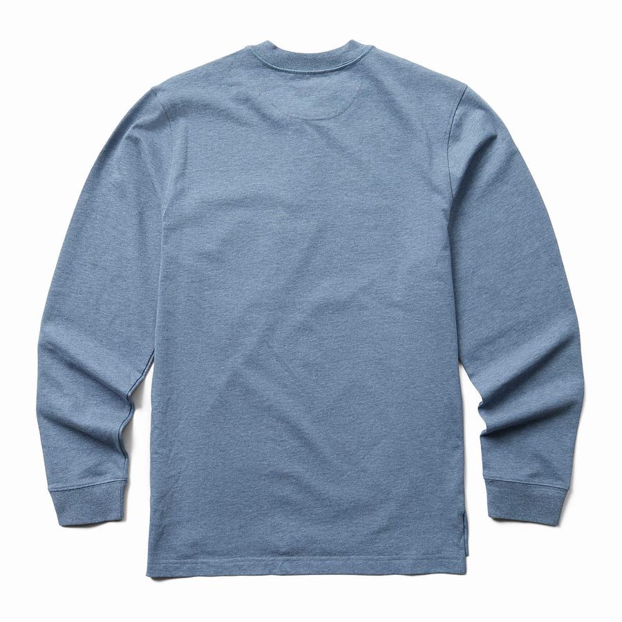 Wolverine Guardian Cotton™ Long Sleeve Henley T Shirts Herre Blå | TCH6594KK