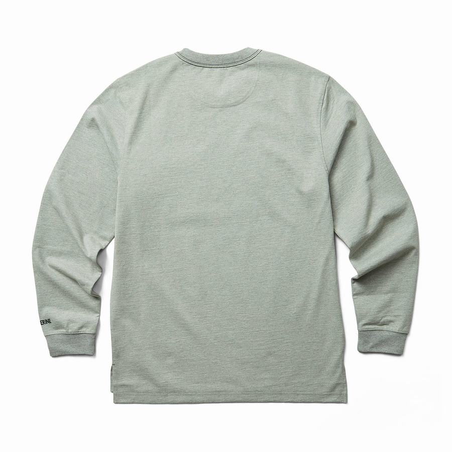 Wolverine Guardian Cotton™ Long Sleeve Pocket Tee T Shirts Herre Lysegrå | XZT964YB