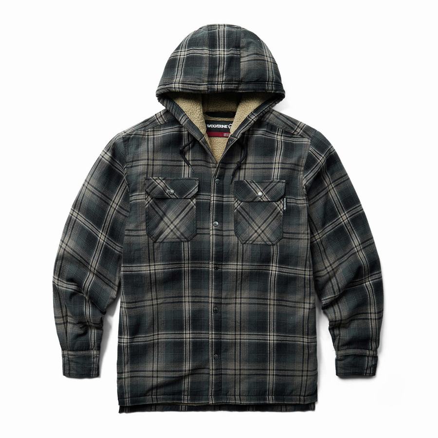 Wolverine Hastings Sherpa Lined Hooded Shirt Jakker Herre Sort | RRK1376CZ