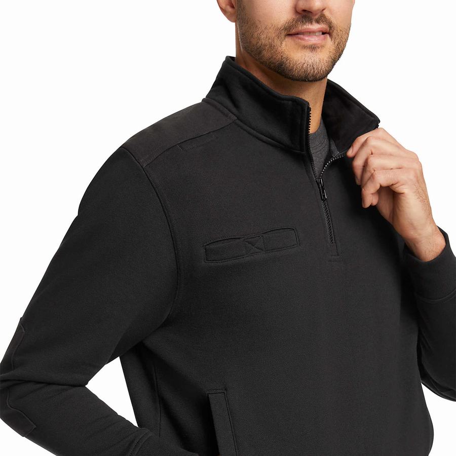 Wolverine Job Shirt Quarter Zip Fleece Herre Sort | MIN1776QK