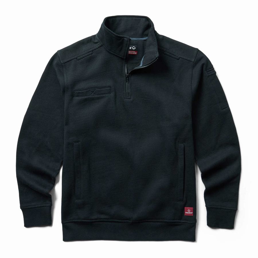 Wolverine Job Shirt Quarter Zip Fleece Herre Sort | MIN1776QK