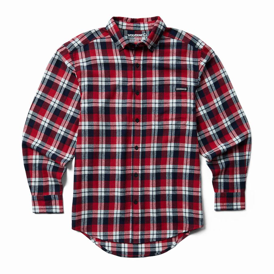 Wolverine Pike Flannel Skjorte Herre Rød | OKN1849NC