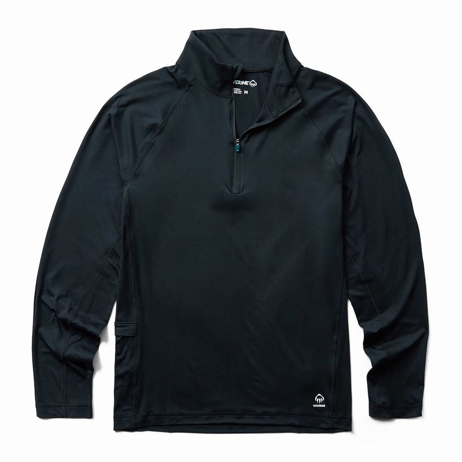 Wolverine Sun-Stop Eco 1/2 Zip Fleece Herre Sort | VVN1677IX