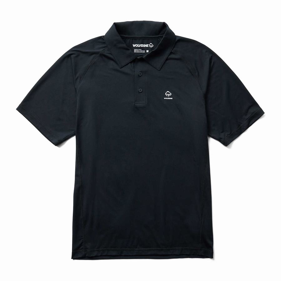 Wolverine Sun-Stop Eco Short Sleeve Polo T Shirts Herre Sort | DPG216MR