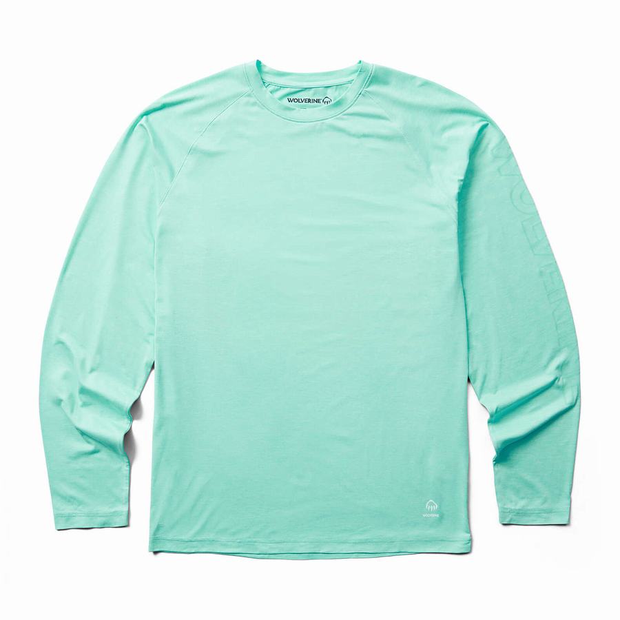 Wolverine Sun-Stop Long Sleeve Crew T Shirts Herre Grøn | MNY3062AJ