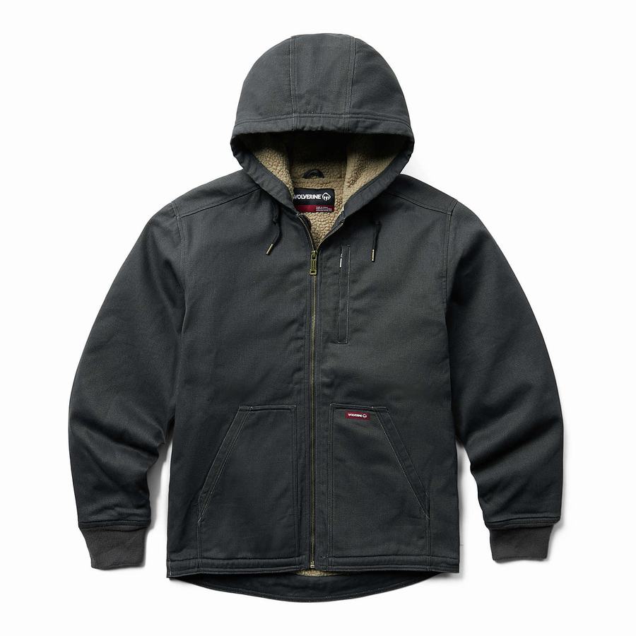 Wolverine Upland Sherpa Lined Hooded Jakker Herre Sort | NPD9819IB