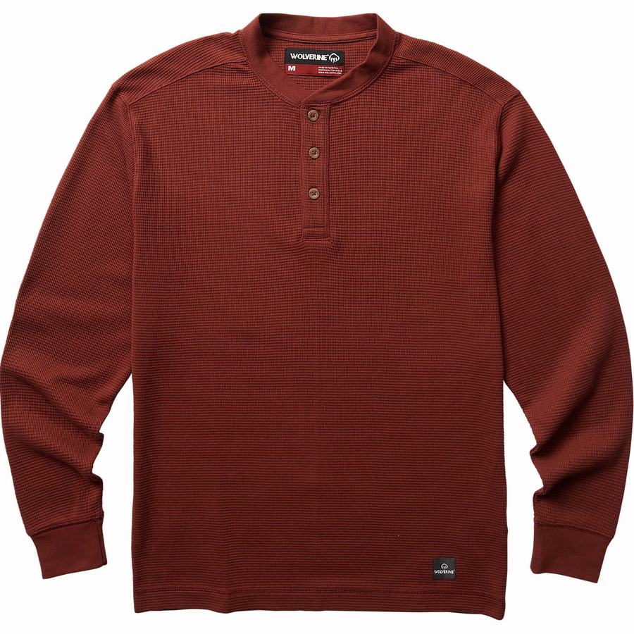 Wolverine Walden Long Sleeve Henley Big & Tall T Shirts Herre Mørkerød | SCO139BL